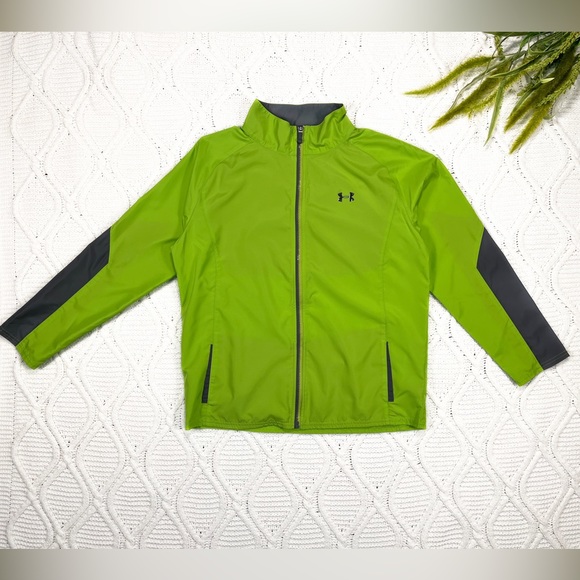 Under Armour Other - Under Armor Mock Neck Windbreaker Jacket Green Gray Youth XL‎